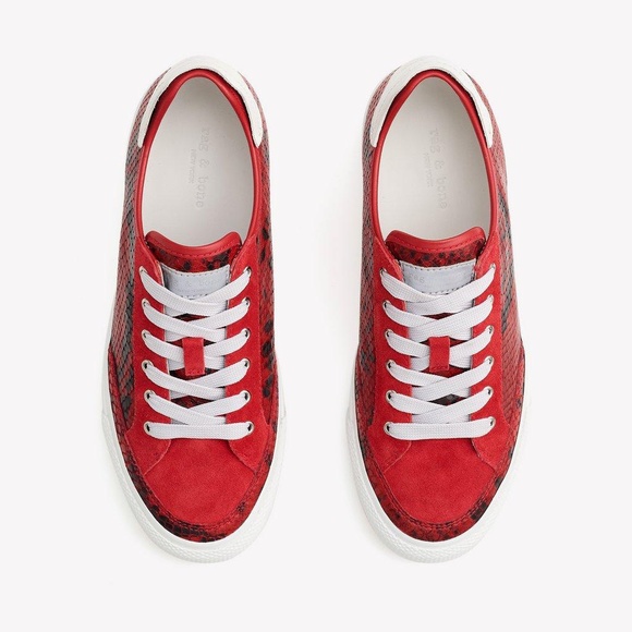 Rag and Bone Rb Army Low Red Snakeskin Sneakers - Picture 2 of 9